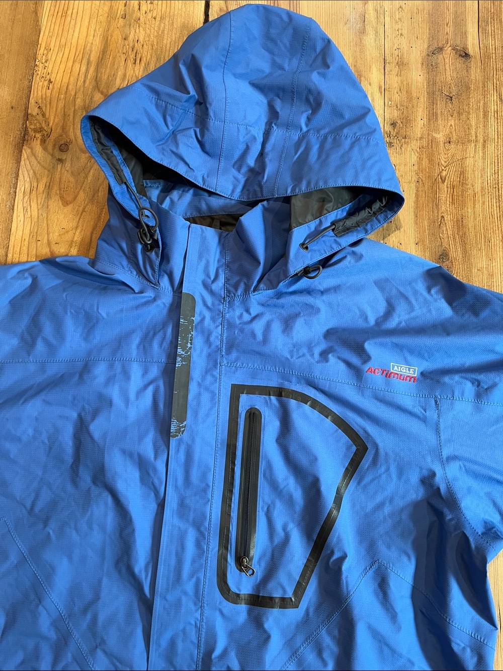 AIGLE Actimum Men's XXL Blue Paclite Gore-Tex Hooded Rain Jacket Full Zip Up